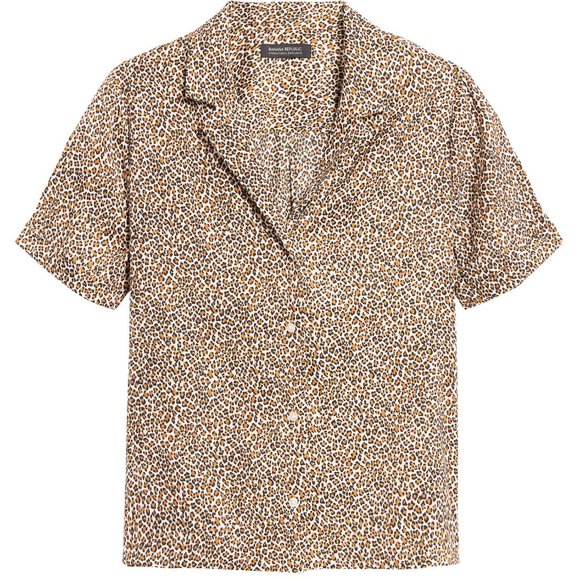 Banana Republic Leopard Print Camp Collar Blouse - Picture 1 of 4